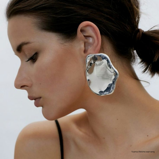 Sculptural Silver-Tone Stainless Steel Earrings